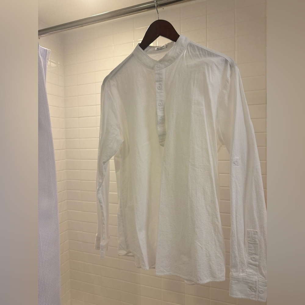 Elegant White Button-Down Shirt for Men - Linen